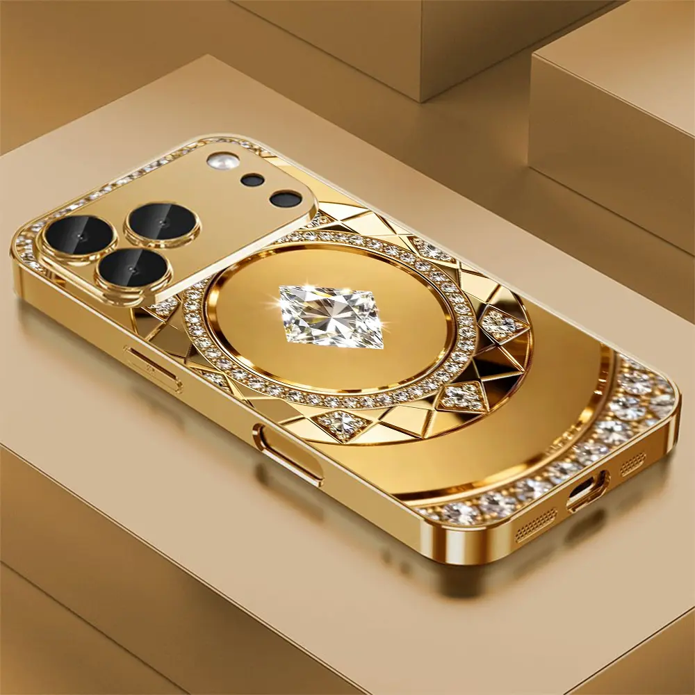 Big Diamond Geometric Bling 2D Printed Pattern Phone Case,High Definition Glass Design Phone Protection Case, Suitable for iPhone 17 Pro Max 16 15 14 13 12 11 Samsung Galaxy S25 Ultra S24 S23 S22 S21 S20 A Series All Inclusive Phone Case-ZQ178