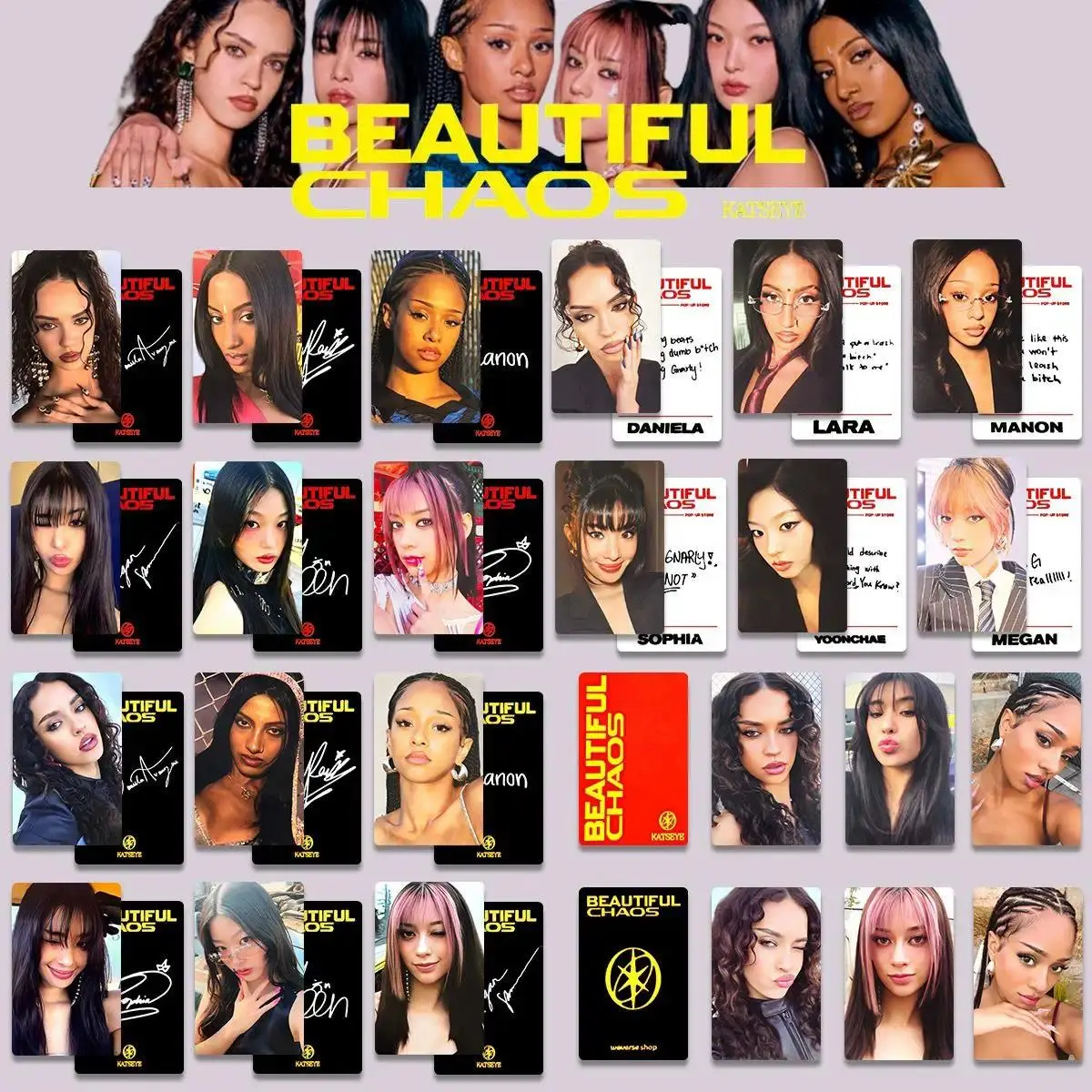 KATSEYE BEAUTIFUL CHAOS Album 6PCS LOMO Cards - MANON LARA SOPHIA Double-Sided Photo Fans Gift