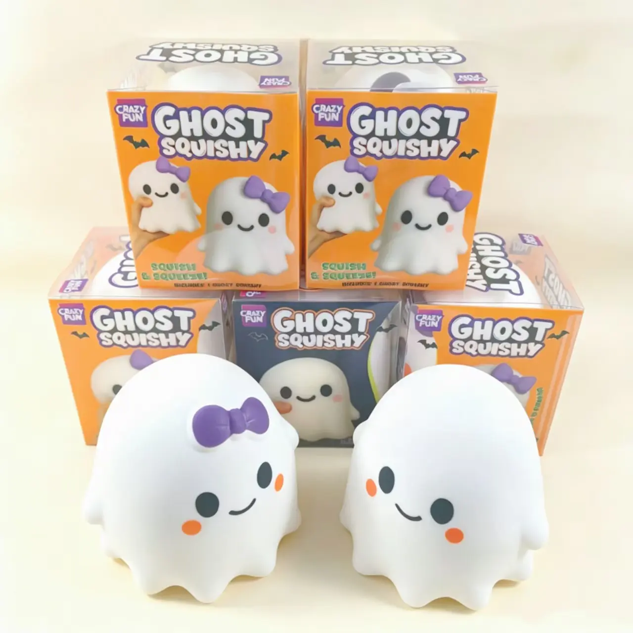 Cute Halloween Ghost Squishy Fidget Toy Soft Slow Rise Stress Relief Sensory Toy For Kids Adults Anxiety ADHD