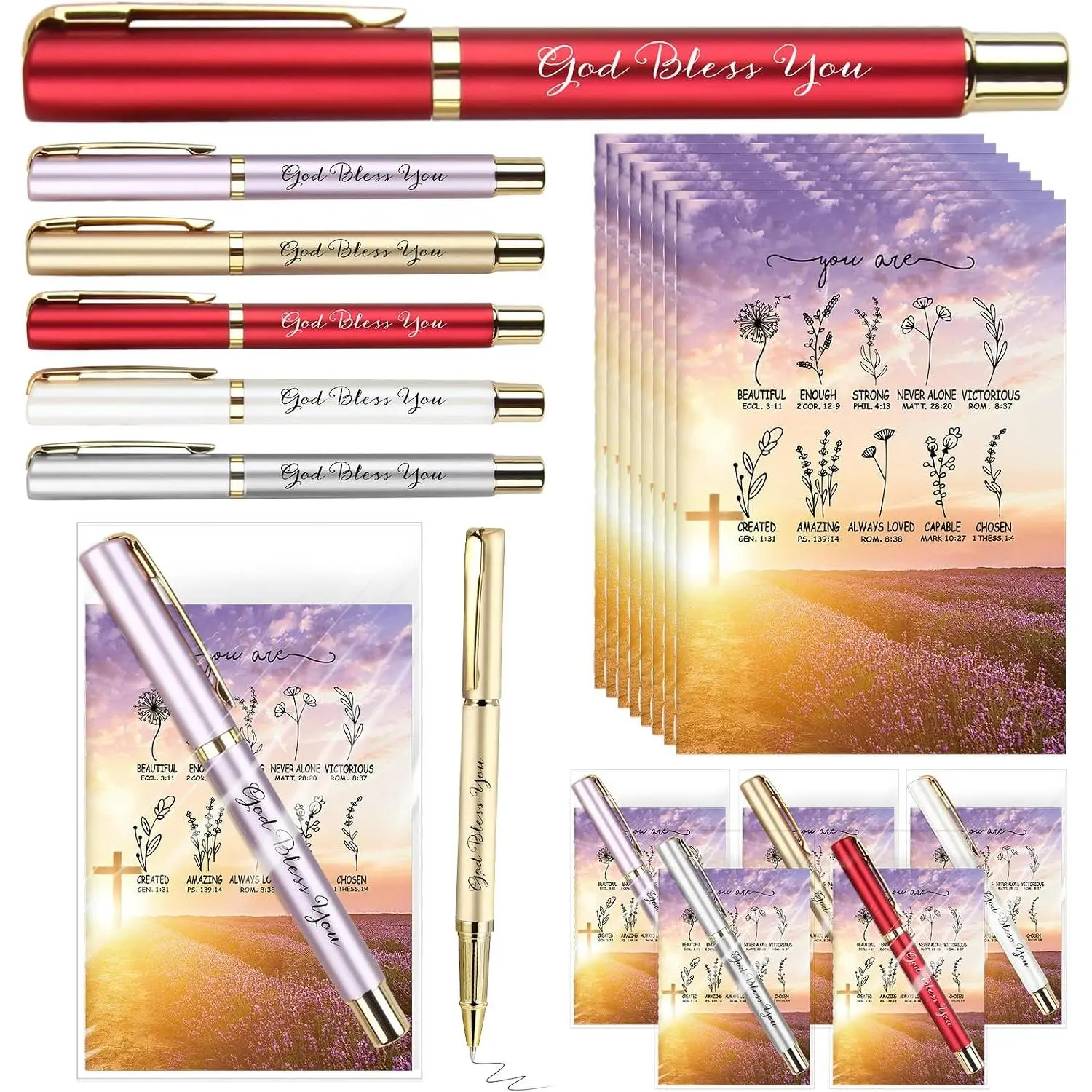 40 count/20 Sets Christian Gifts for Women - 20 Mini  Verse Notebooks 20 God Bless You Pens,  Day Church Welcome Gifts Bulk Inspirational Christian Notebook Religious Ballpoint Pen