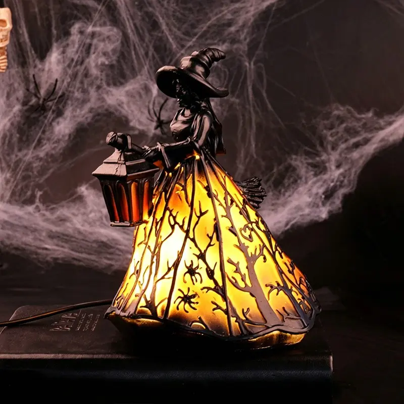 Vintage Witch Lantern Light, Lighted Lantern, Create Spooky Atmosphere, Perfect for Halloween Parties and Bedrooms, Decorative Lighting for Home, Fall Decor
