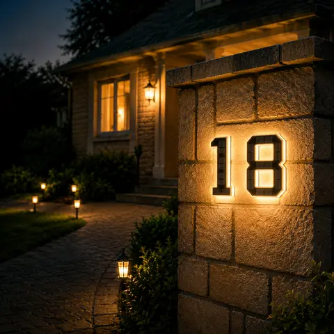 Solar Lighted 9/6.7/4.7 Inch House Numbers for Outside, Waterproof LED Address Numbers Signs , House Numbers Light,Modern Farmhouse Illuminated Sign Decor illuminate exterior modern house number diy personalisation Signage Personalized Plaque door