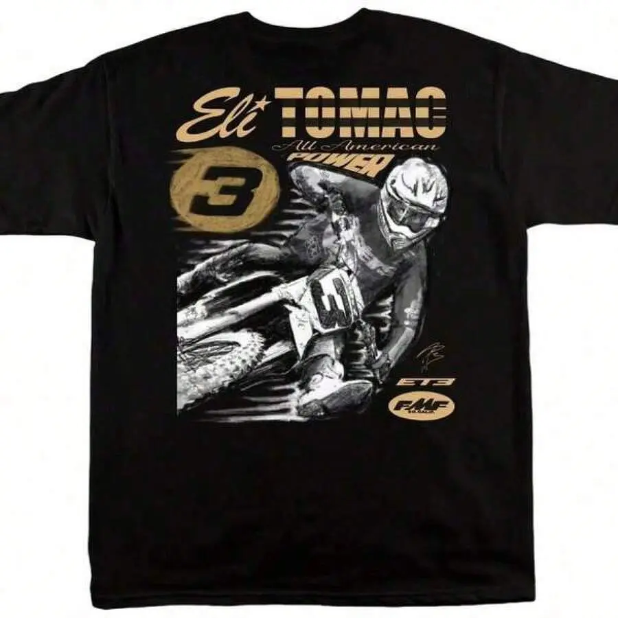 Graphic-Shirt Cotton Tees Size Plus,Eli Tomac Power Et3 FMF Racing Men Women Cotton Short Sleeve Brand T-Shirt Y2k Tops Summer Men's Sports T-Shirt ,Y2K,Oversized Shirt Men,Summer Tops