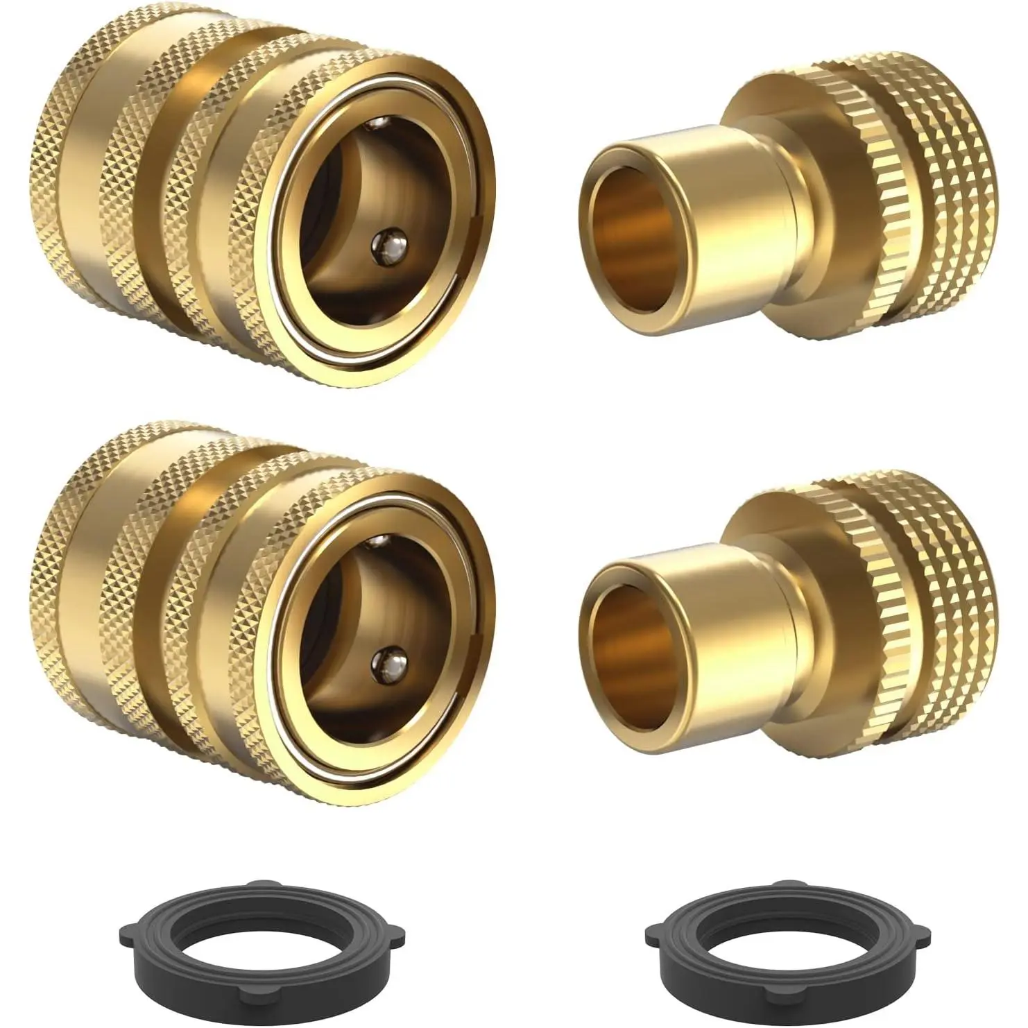 Heavy Duty 3/4'' Garden Hose Quick Connect Fittings, 2 Sets | Male and Female Water Hose Quick Connect, Garden Hose Adapter, Quick Connect Hose Fittings