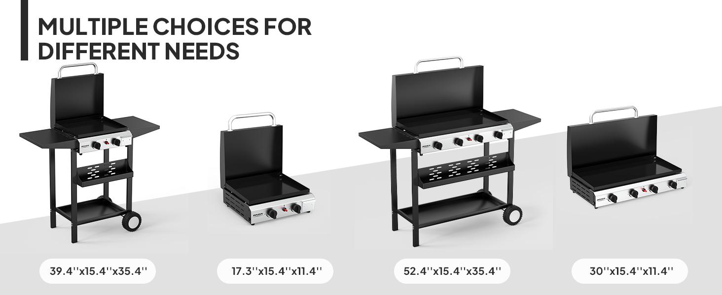 ROVSUN 2/4 Burner Portable Propane Griddle with Enameled Tray & Lid, 20000/40,000 BTU Tabletop Flat Top Gas Grill with Electronic Ignition & Regulator for Outdoor Cooking Camping BBQ Tailgating SpringStatements