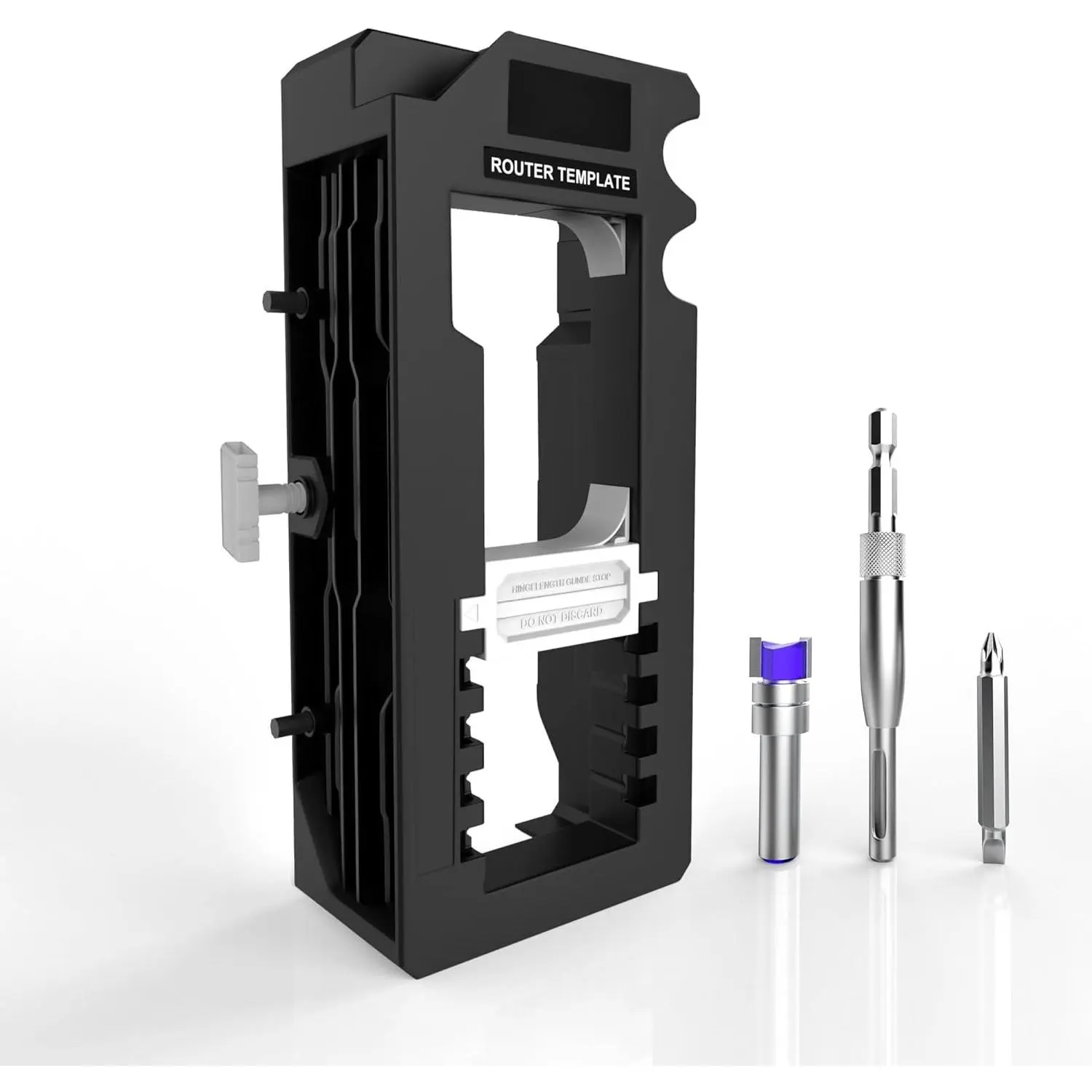 Door Hinge Jig, Door Hinge Router Template, Adjustable Door Mortise Jig for 3" to 5" Hinges - Compatible with Square and Radius Corners 1/4" & 5/8" (Black)