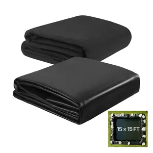 VEVOR Pond Liner 15x 15 ft, 45 Mil, EPDM Rubber Fish Koi Pond Liner and Underlayment Combo, Easy to Cut, Durable Leakproof, for Outdoor Ponds, Water Garden, Waterfall, Fishpond, Fountains, Black