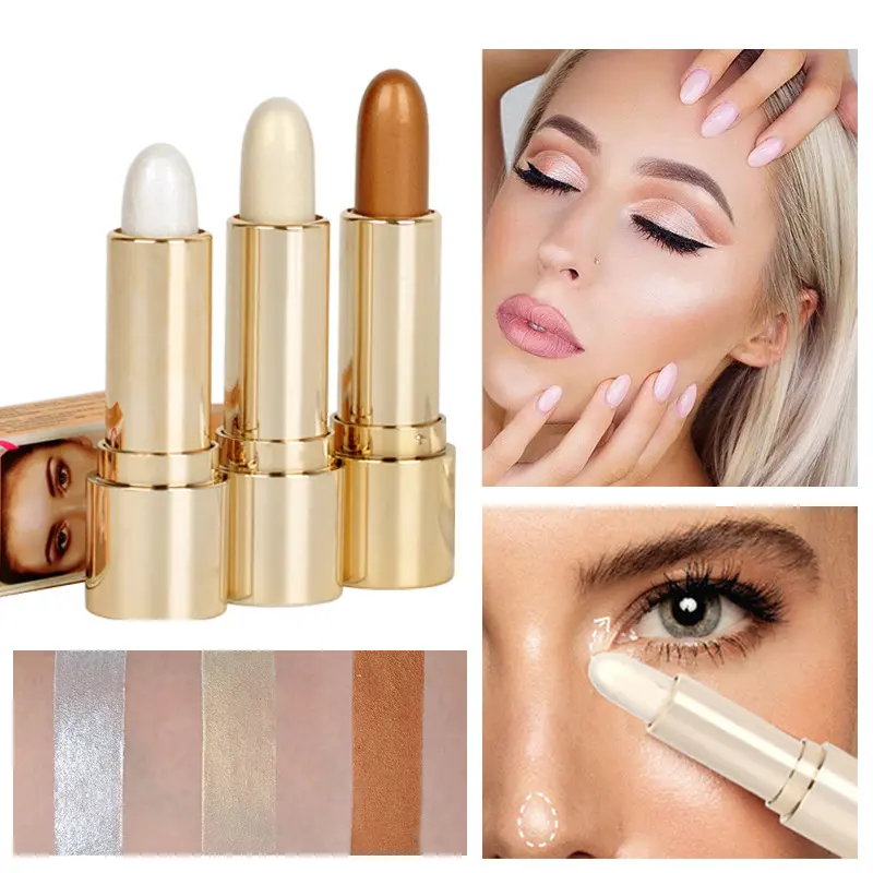 Multi-use Highlight & Contour Stick, Cream Highlighter Face Shaping Stick, Under Eye Brightener Stick for Eye Opening & Sculpted Face Makeup