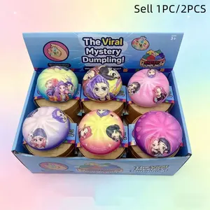 Kpop Demon Hunters Random1PC/2PCS cartoon character dumplings, squid with box, sensory toys, stretchable extrusion decompression Fidget toys, squid sensory toys, squid, ideal for birthday gifts, classroom rewards