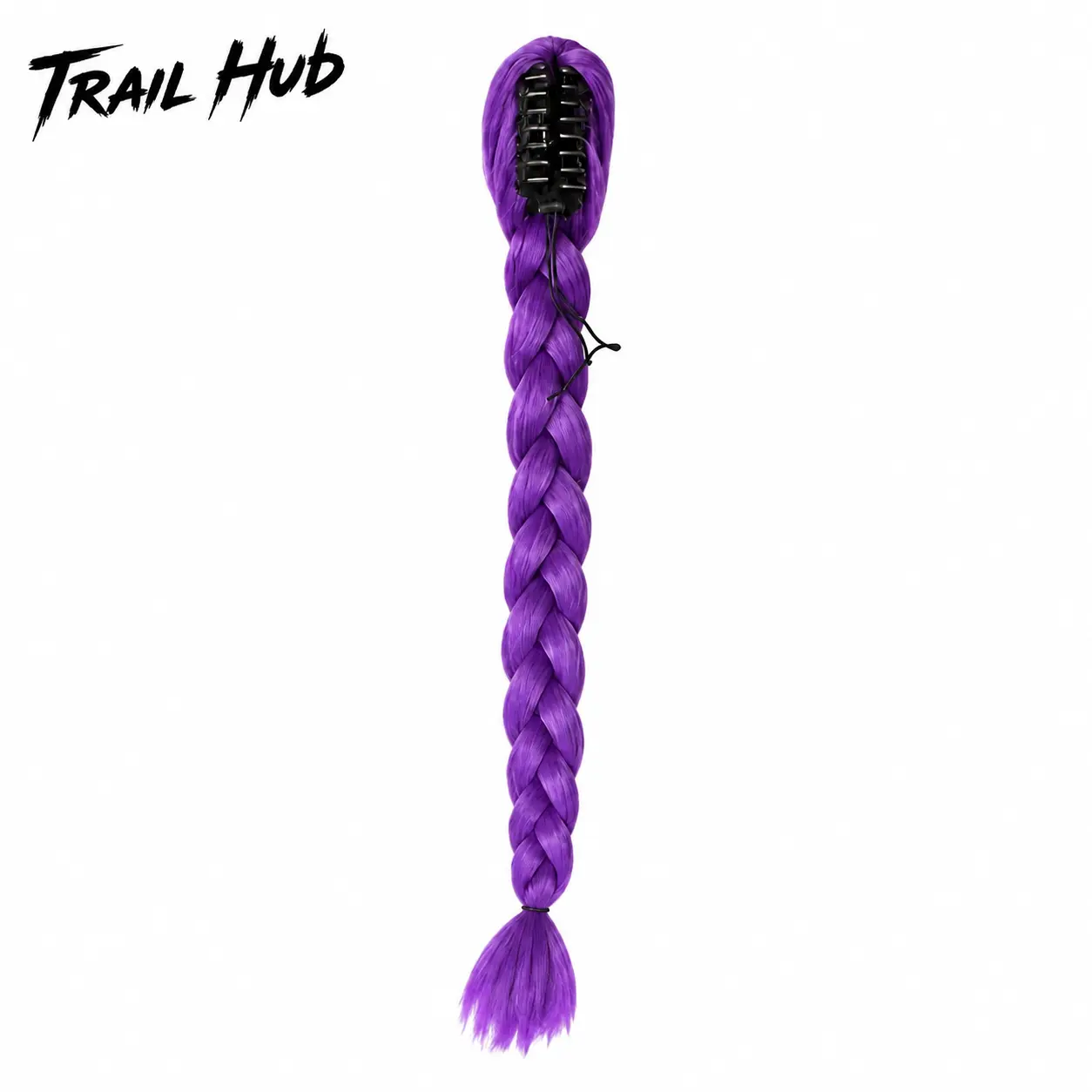 Soft Yaki-Textured Purple Synthetic Pigtail Hair Extensions with Secure Laser-Wire Clip-On Braids — Lightweight, Heat-Resistant Straight Ponytail for Y2K Cosplay, Music Festivals, Themed Parties, and Daily Wear