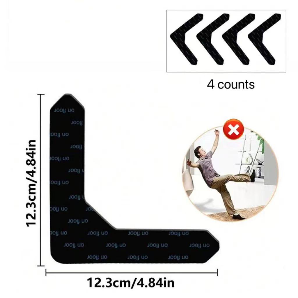 Reusable Carpet Tape, 4 Counts Non-Slip Carpet Tape, Anti-Slip Floor Mat Tape for Hardwood Floors, Prevents Carpet Movement