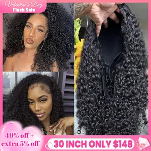 [3 in 1 Half Wig] Bling Hair Half Wig Human Hair 180% Density Glueless Wigs Human Hair Curly 3 In 1 Half Wigs for Black Women Drawstring Seamless Flip Wig Beginner Friendly FallFreshness
