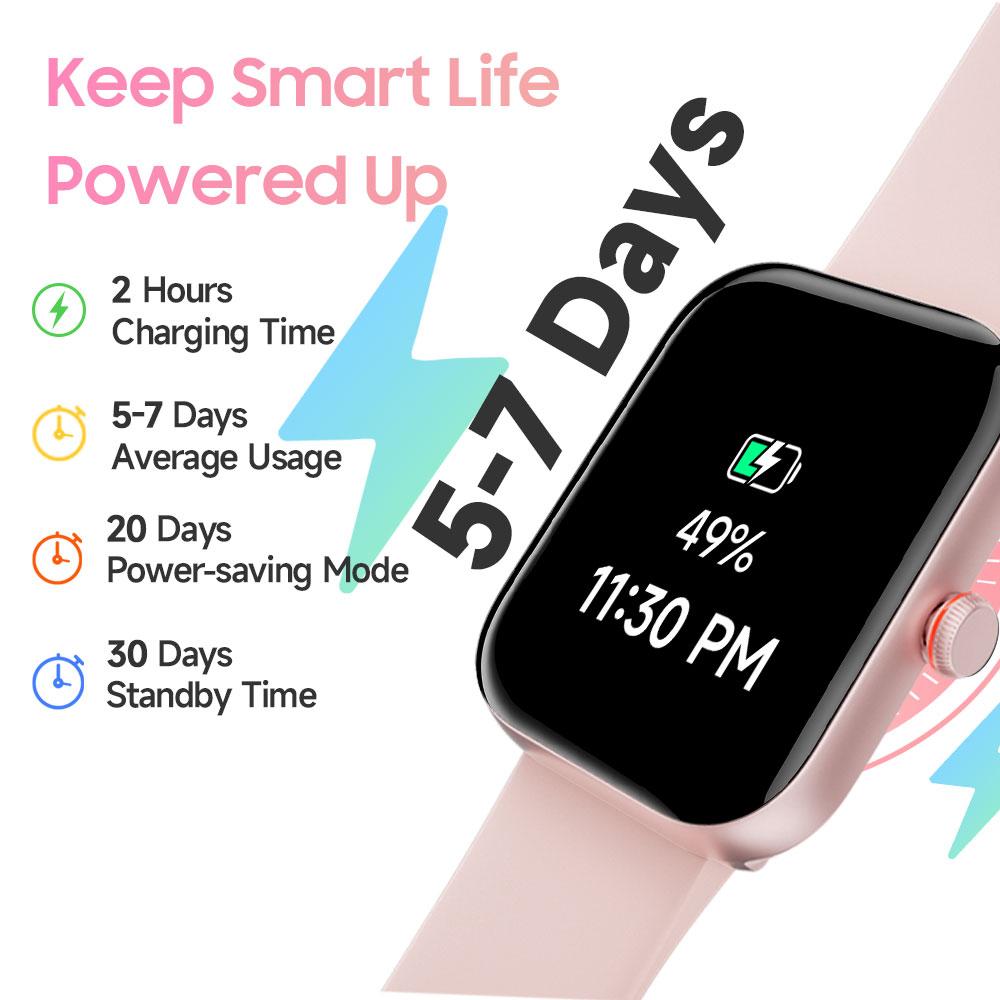TOOBUR Fashion Smart Watch Compatible Android iOS,Fitness Sport Watch with BT Call Step Counter 100 Sports Modes IP68 Waterproof SmartWatch