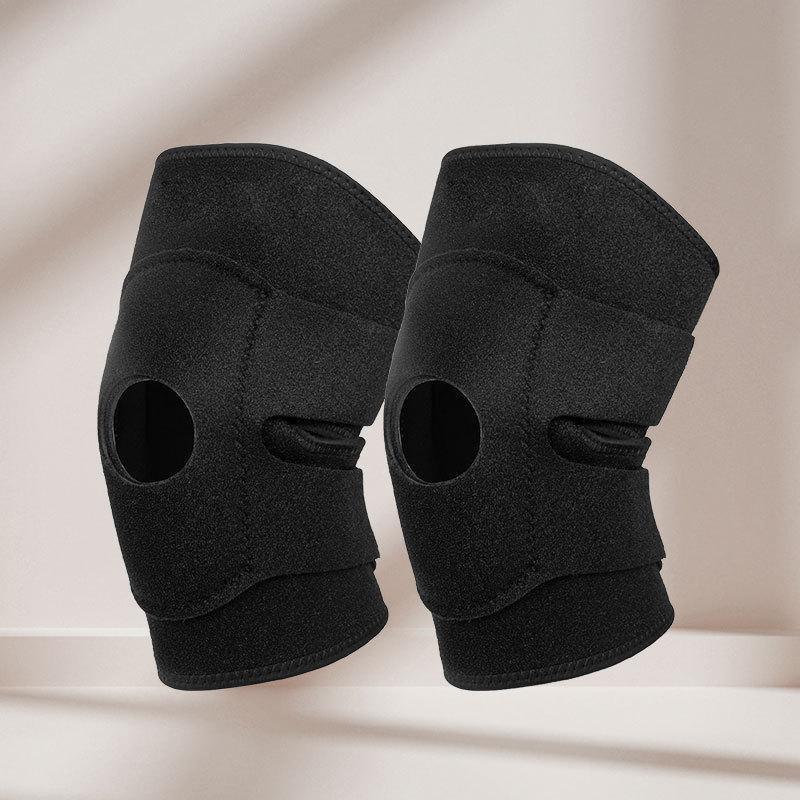 Knee brace with side stabilizer, adjustable non-slip open knee compression wrap knee support with knee gel pad for men and women sports workout gym running basketball Patella Fit