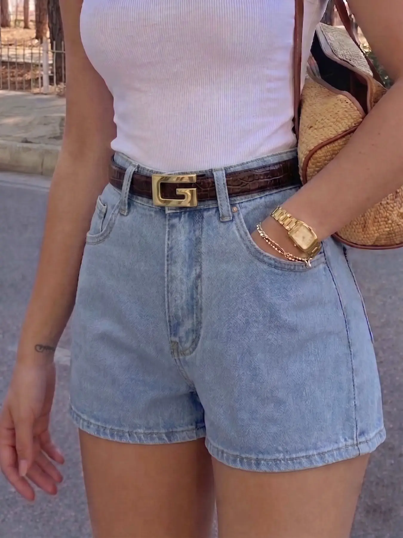 Women's Summer A-Line Denim Casual Shorts, Light Wash, Streetwear Style, Perfect for Daily Wear, Womenswear