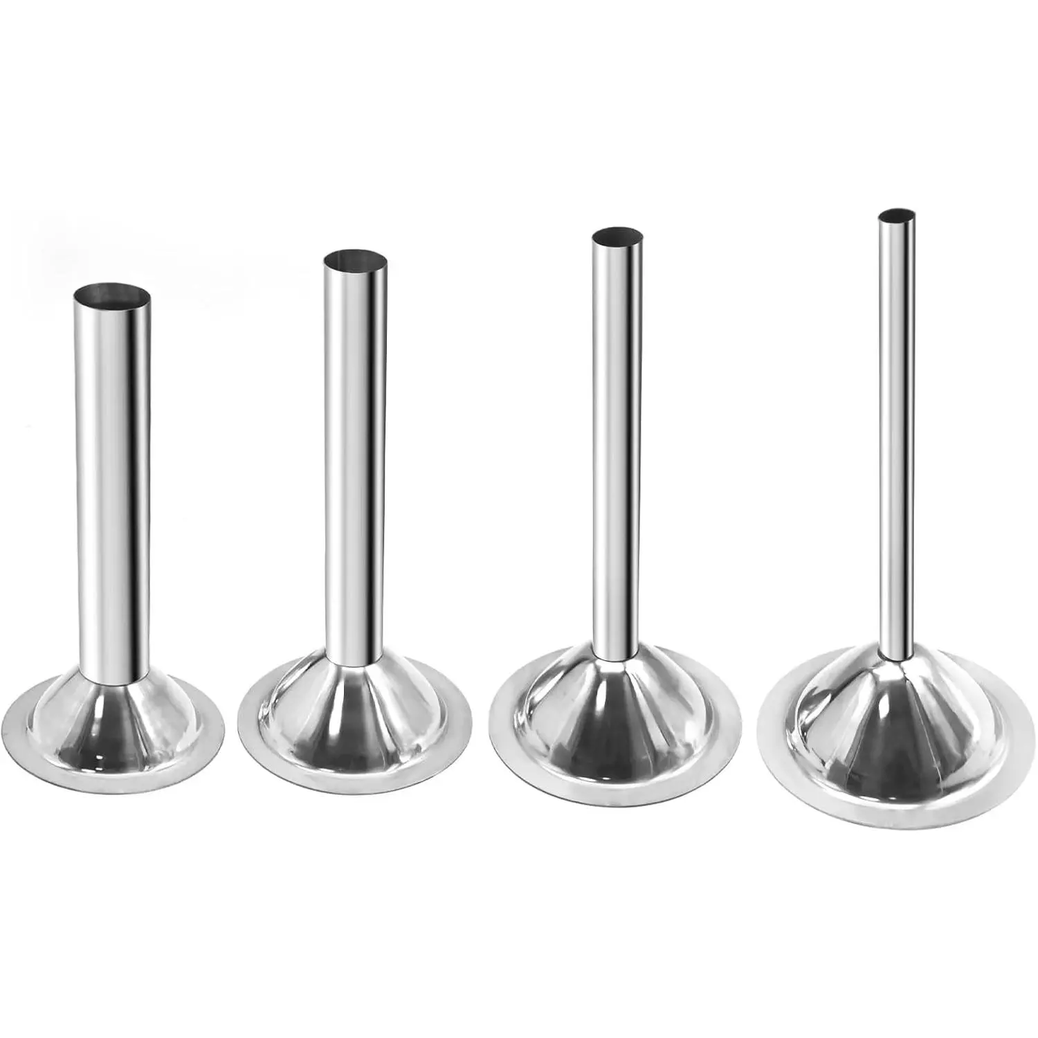 #32 4Pcs Sausage Stuffing Tubes, Stainless Steel Sausage Stuffer Tubes, Sausage Maker Tubes, Stuffing Nozzles for #32 Meat Grinder, 4 Tubes with Openings of 5/4”, 1”, 3/4”, 1/2”