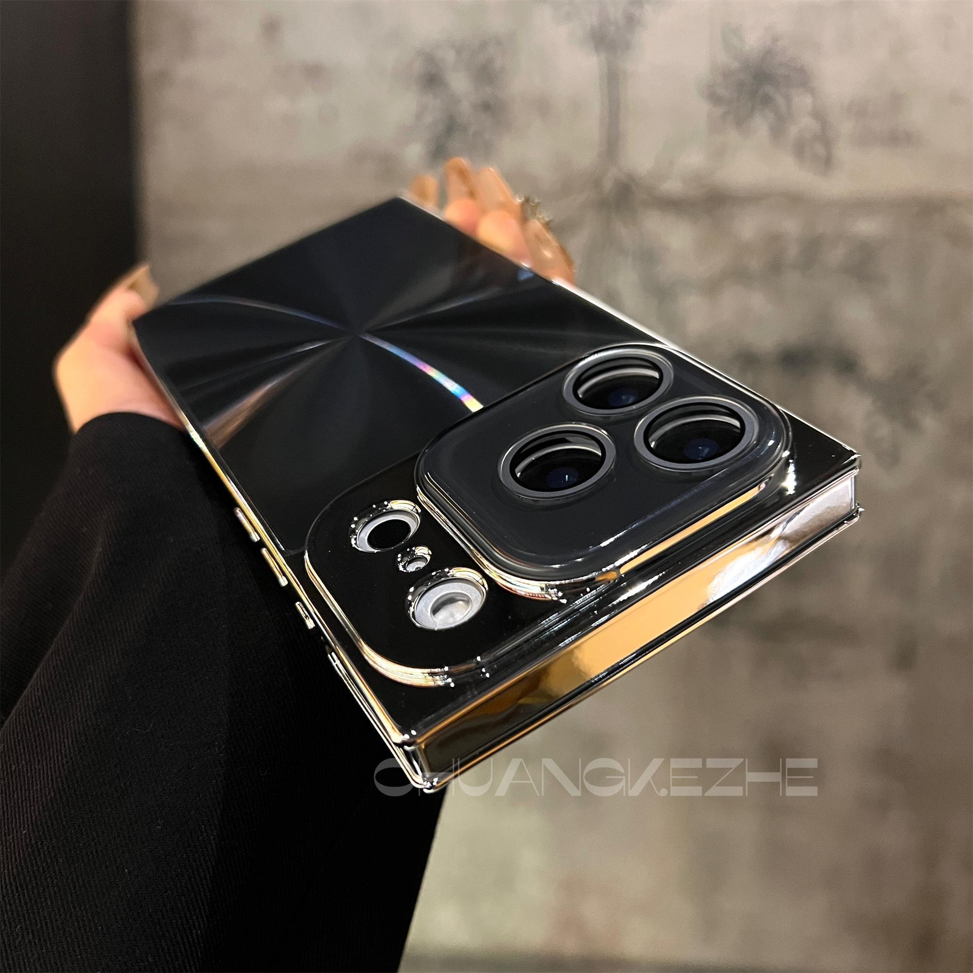 High-quality Square Aurora Electroplated Frame Case for iPhone 17 Pro Max 16 15 14 13 with HD Lens Protector & Crystal-Clear Camera Protection Casing Cellphone Protective  Smartphone Cover