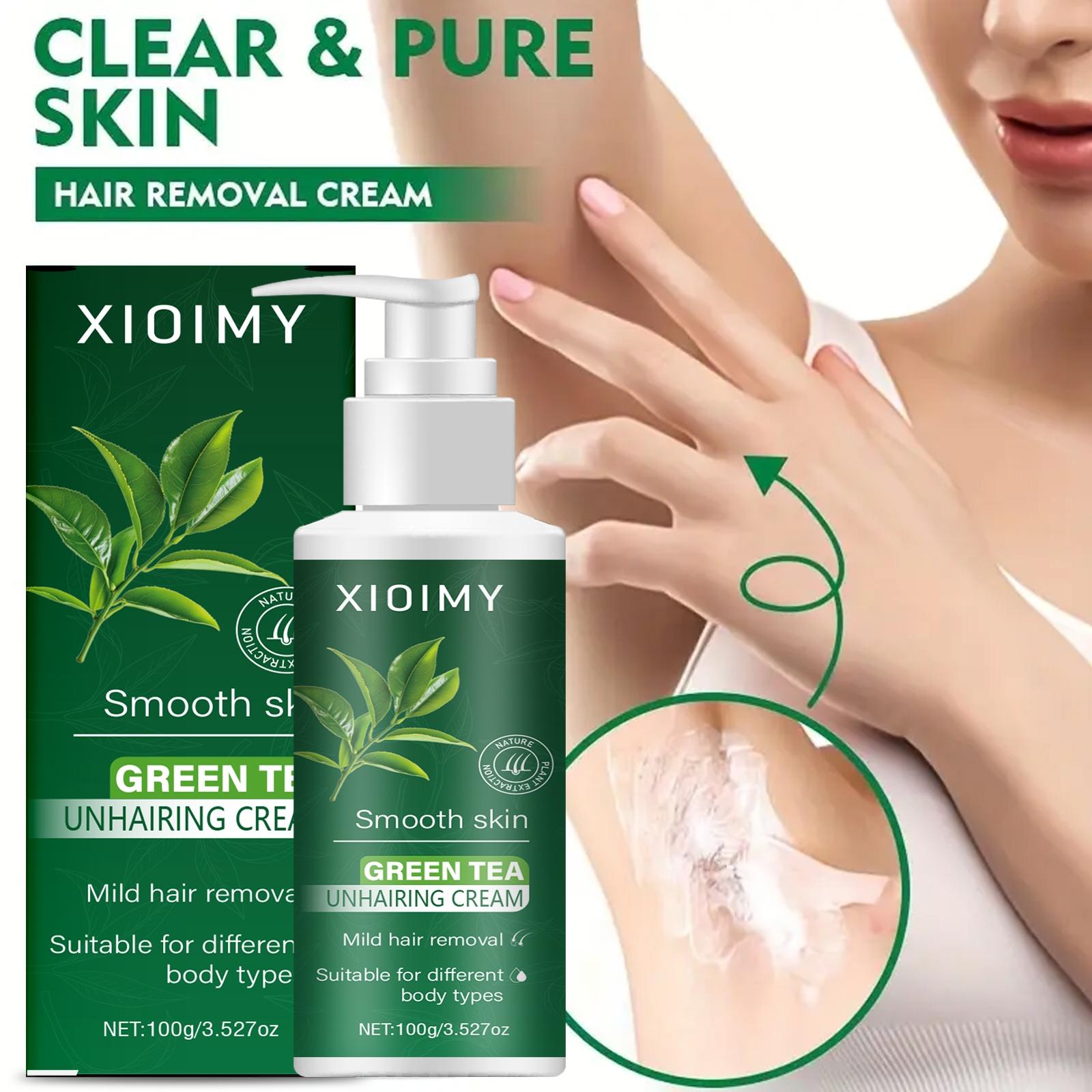 Tea Depilatory Hair Removal Cream 100g, Gentle Non-Irritating Formula, Quick 5-Minute Hair Removal, Suitable for Sensitive Areas, for Men and Women, Body Care, Hair Removal Product