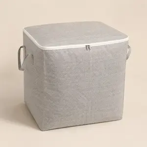 Large Capacity Waterproof Foldable Fabric Storage Box, Foldable Fabric Organizers, Ideal for Clothes, Bedding, Toys, Home & Car Accessories, Classic Style with Lid