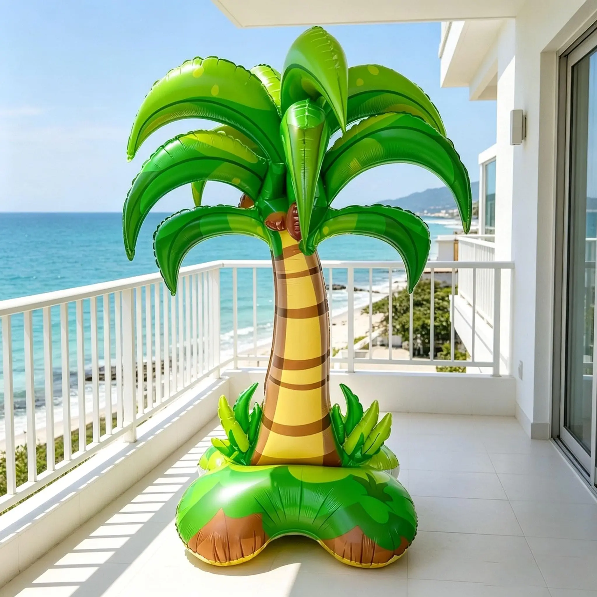 2 Large Standing Coconut Tree Balloons, 51'' 3D & 59'' Stand Up Options, Perfect for Hawaiian Parties, Pool, Beach, Birthday, Tropical Decor