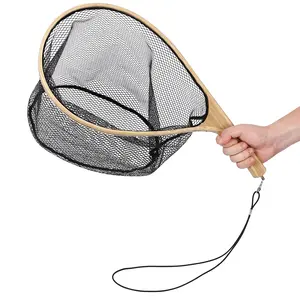 Fly Fishing Net, Soft Mesh Trout with Handle, Curved Ergonomic Handle, Rubber-Coated Deep Mesh, Fish-Friendly Catch & Release, Lightweight Portable for Trout Freshwater Saltwater, with Lanyard & Carabiner