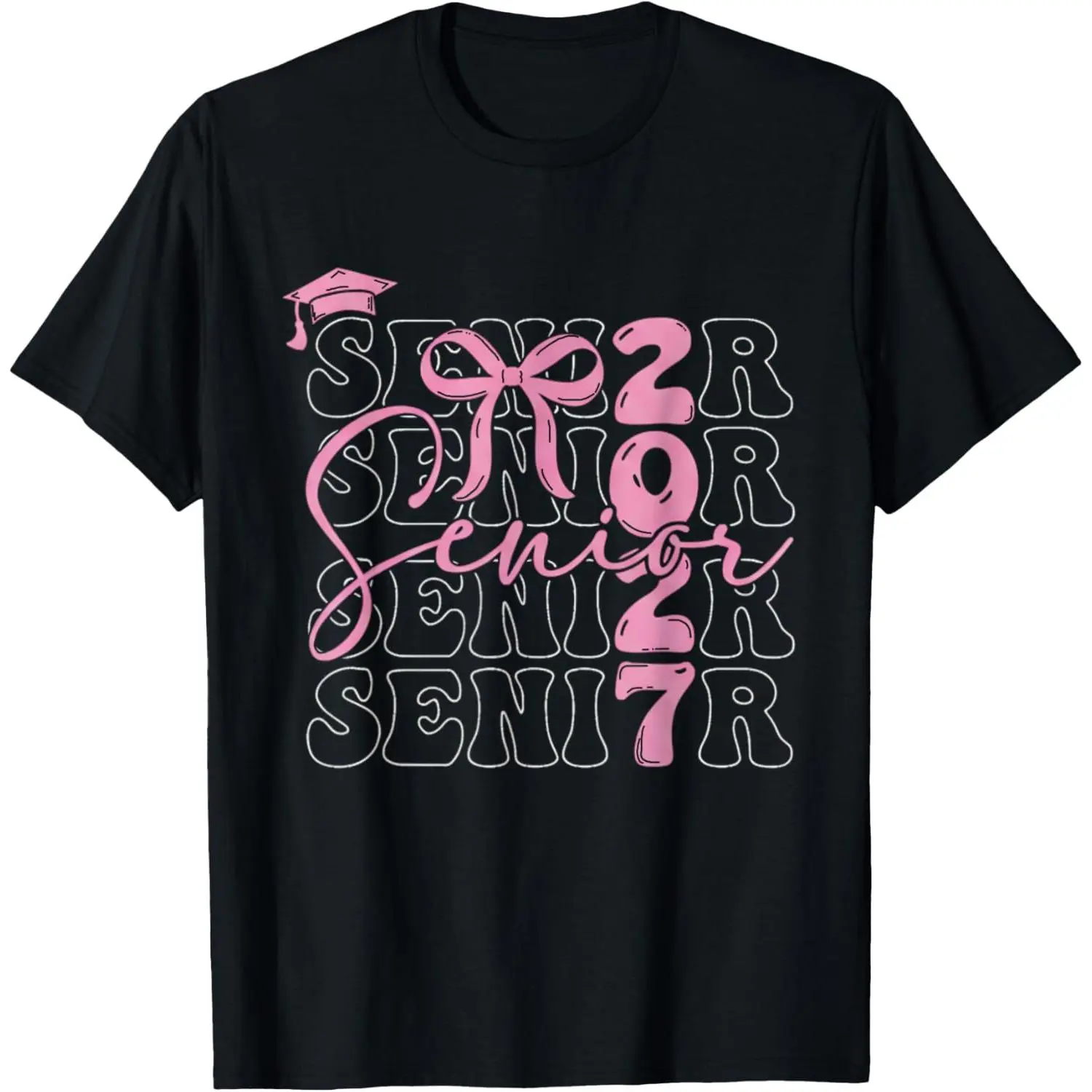 Senior 2027 Class of 2027 Coquette Pink Bow Graduation 2027 T-Shirt