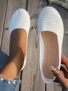Women's Lightweight Breathable Comfort Flat Shoes, Home Commute Slip-On Single Shoe, Casual Daily Wear Footwear