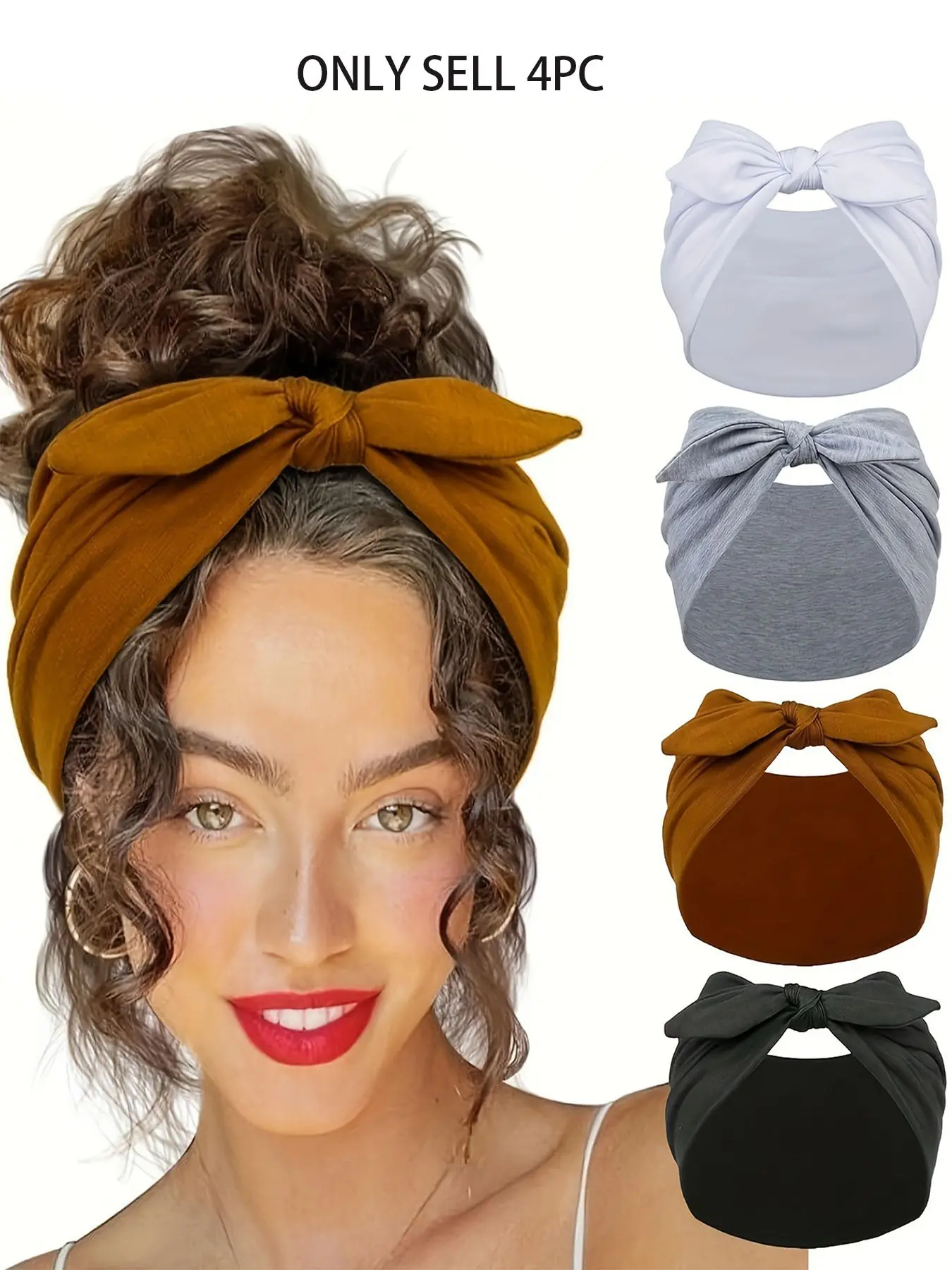 4 Pcs Set Elegant Rabbit Ear Bunny Earbands Knotted Headbands Soft Stret Extra wide headband Non-slip headband Fitness headband Hair accessories Headband Accessory Headbands Women