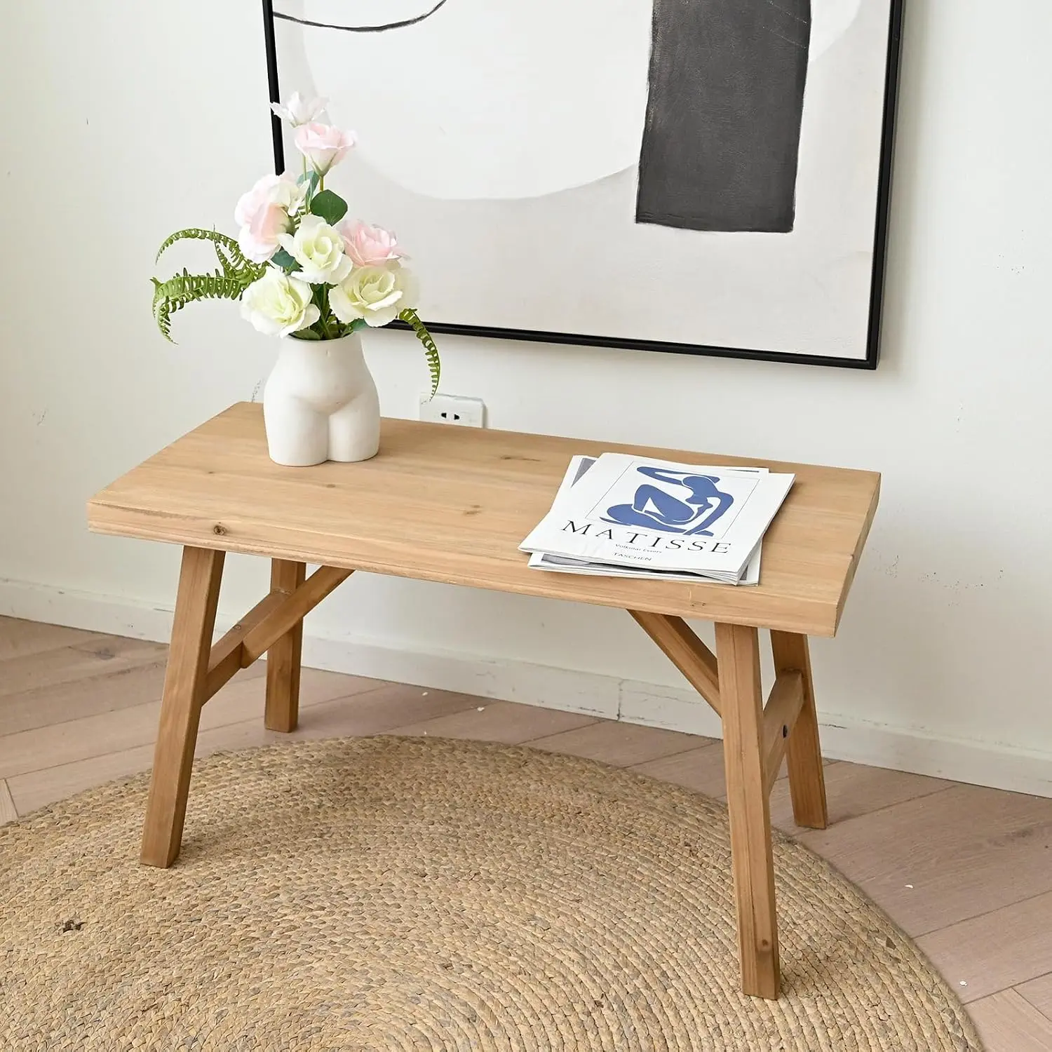30" Solid  Entry Bench - Rustic  Style Hallway Seating for Living Room, Dining Room Entryway - Handcrafted  Finish