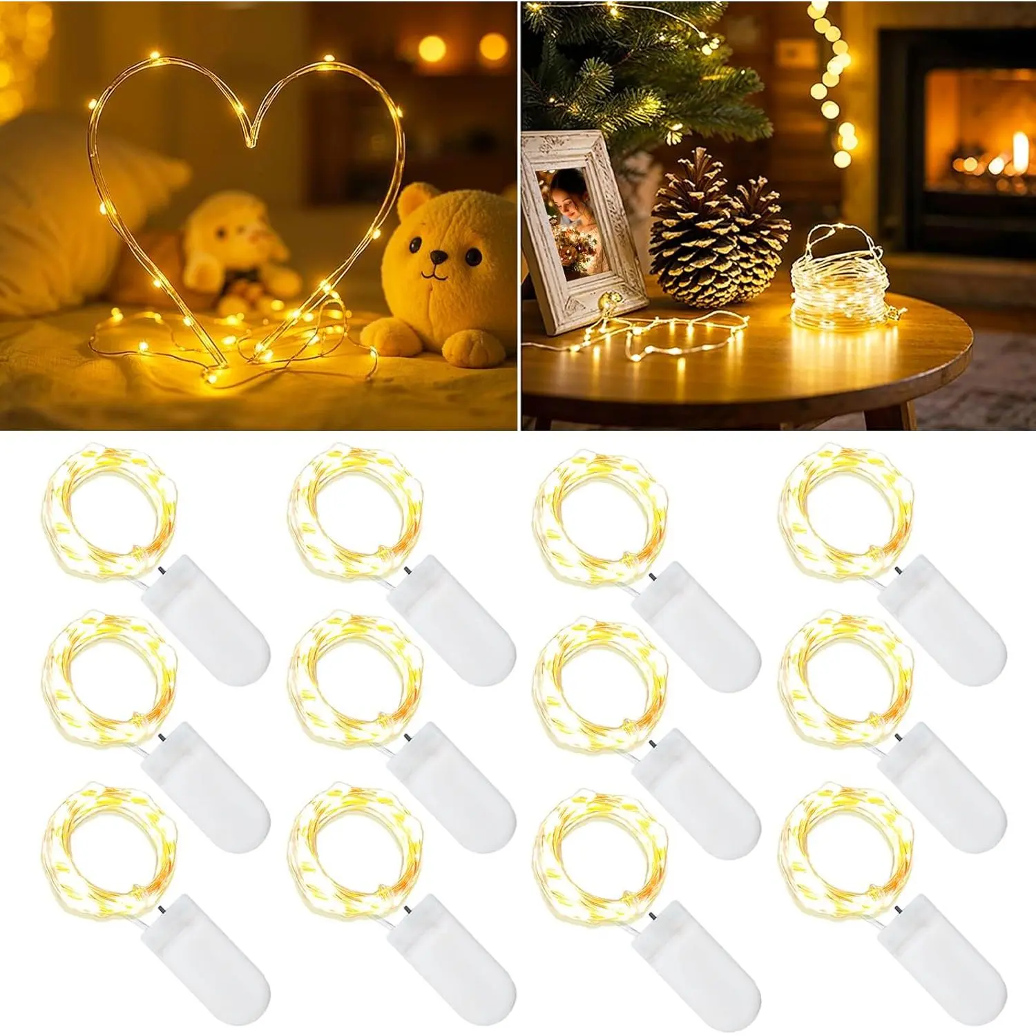 12-Pack Fairy String Lights, 7ft 20 LEDs Each, Battery Operated Copper Wire Lights, Warm White Decorative Lights for Wedding, Party, Christmas, Holiday Décor & DIY Craftsfidget toys
