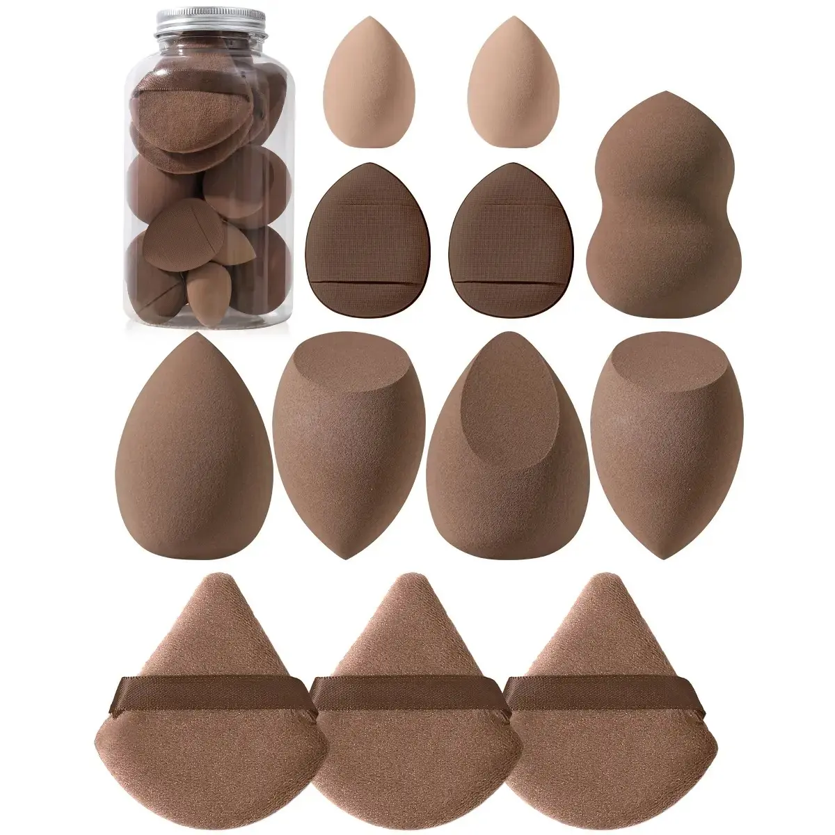 Blending Makeup Sponge & Powder Puff Set, Makeup Puffs, 12pcs Makeup Sponges for Liquid Foundation, Loose Powder, Concealer, Cream, Beauty Sponges Set, Blender Sponge, Sponge Pads, Cosmetics Makeup Tools, Makeup Accessories, Beauty Products
