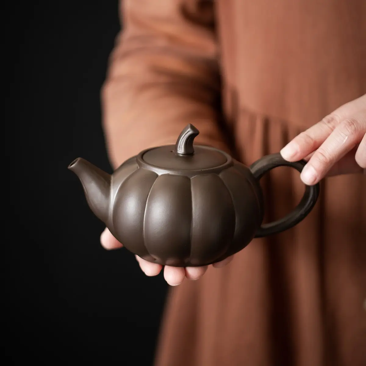 Clay Retro Gongfu Teapot 400/430ML, Hand Carved Ceramic Tea Pot, Home Office Single Cup Tea Set, Traditional Chinese Tea Ware