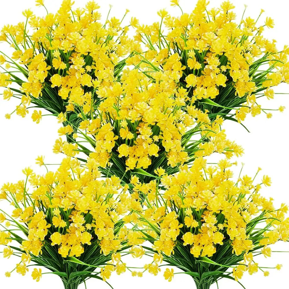 16 High-End UV-Resistant No-Fade Yellow Artificial Calla Lily Bundles - Faux Greenery Shrubs, Floral Bouquets for Home Office Decor - Decoration for Hanging Planters, Table Ornaments