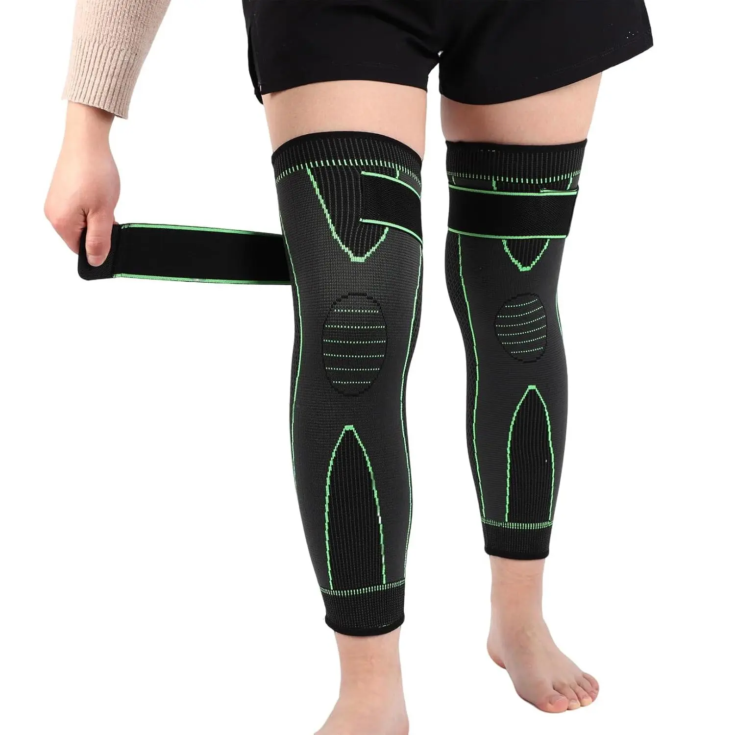 2 Pack Knee Wraps for Pain Relief Women Men, Knee Compression Sleeve for Men Women, Compression Knee Brace for Arthritis Pain and Support (Green, Large)