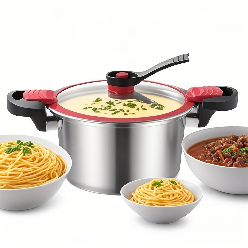 Stainless Steel Pressure Cooker, 1 Count Multifunctional Home Stew Pot, Large Capacity Kitchen Pressure Cooker, Ideal for Everyday Home Cooking