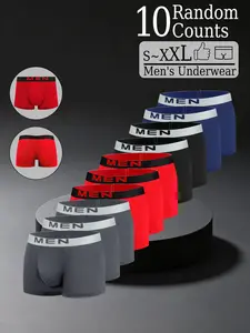 Random 10 Pack Men's Solid Color Briefs, Elastic Soft Breathable, Comfortable for Sports Commute Home, All Seasons Slim Fit