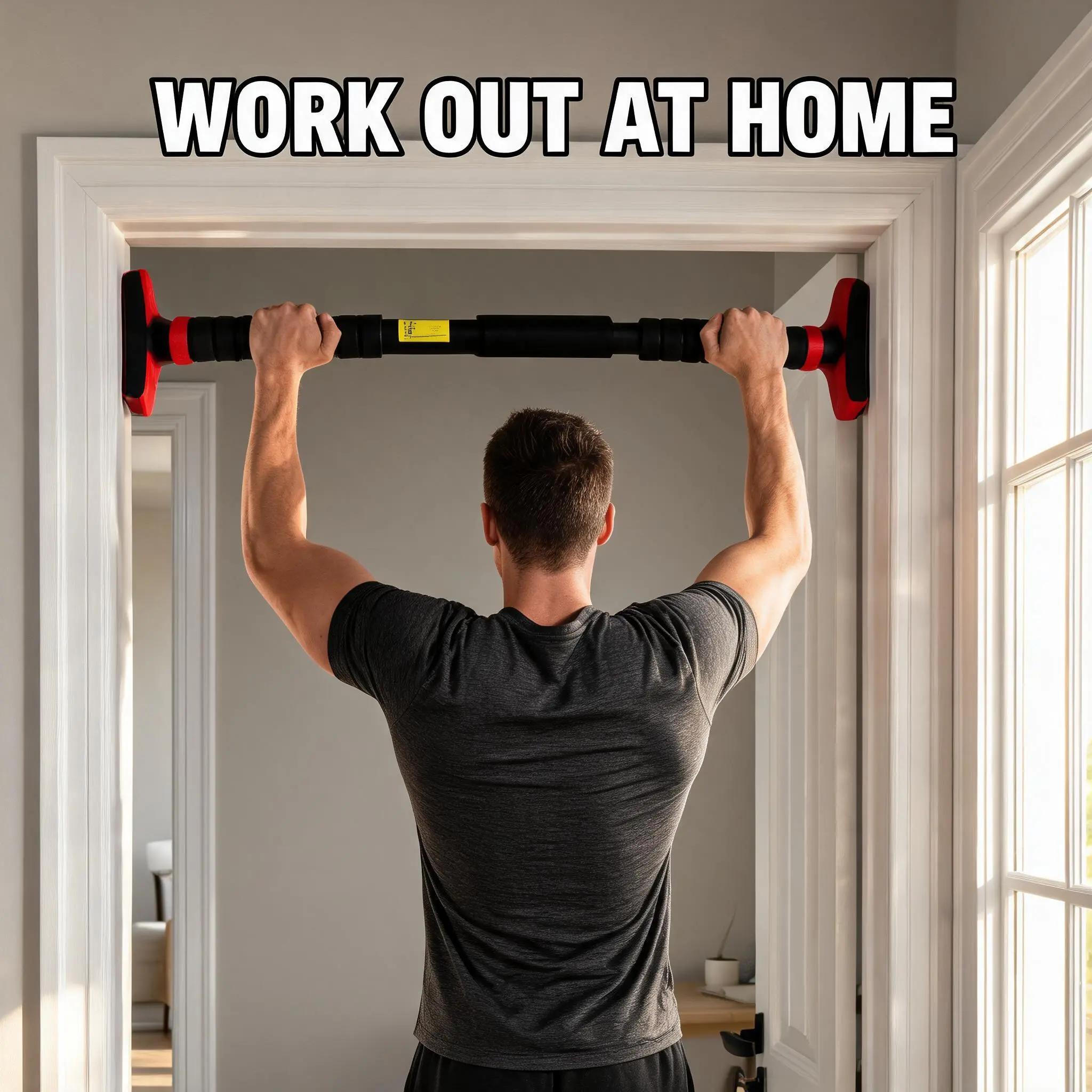 Pull Up Bar for Doorway - Adjustable No Screws Chin Up Bar for Home Gym, 440 LBS Max Load, with Level Meter & Anti-Slip Design for Strength Training