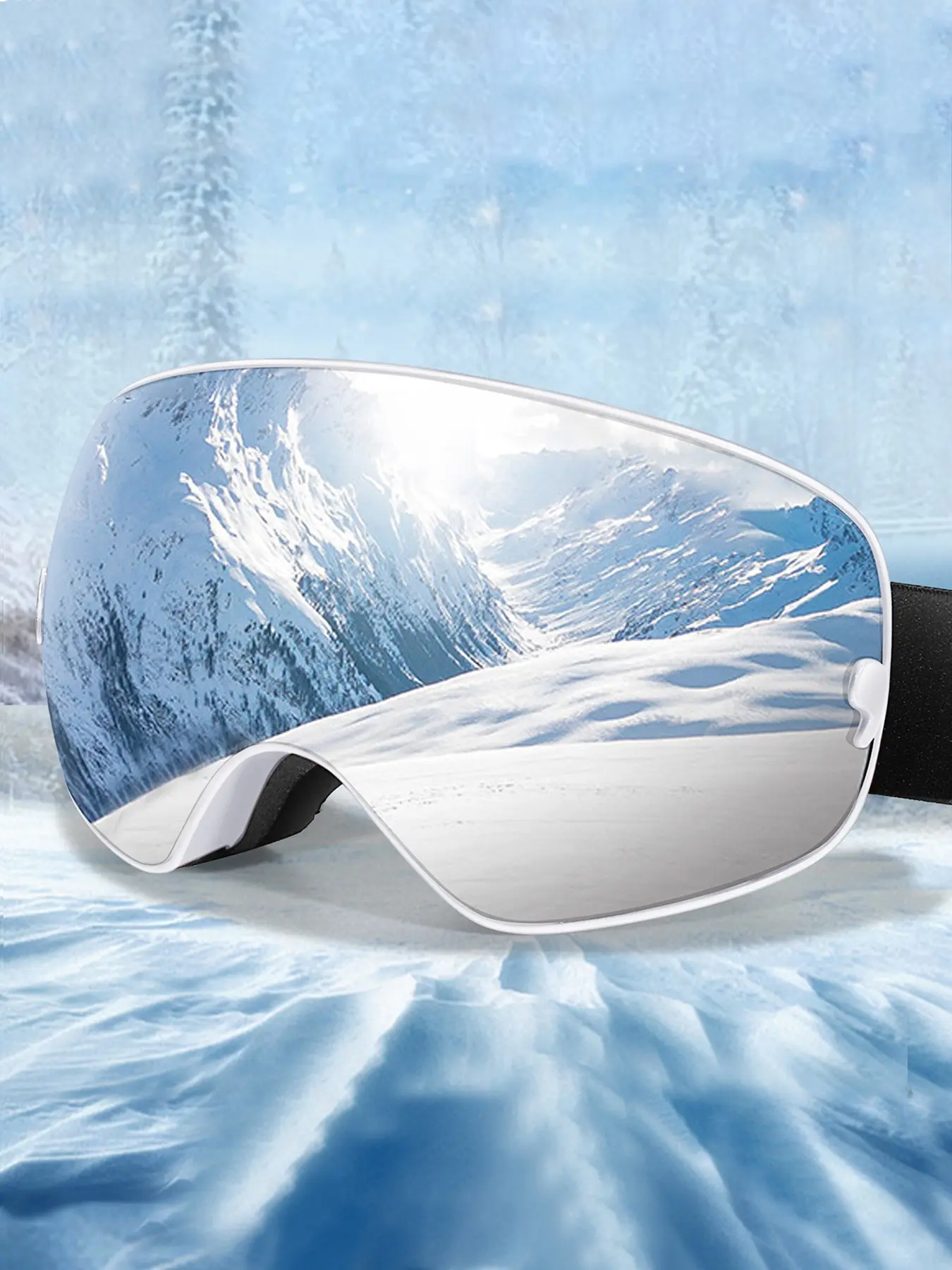 Outdoor Sports Ski Goggles, OTG Snowboard Eyewear, Replaceable Anti-Fog Lenses, UV 400 Protection, Unisex Winter Glasses