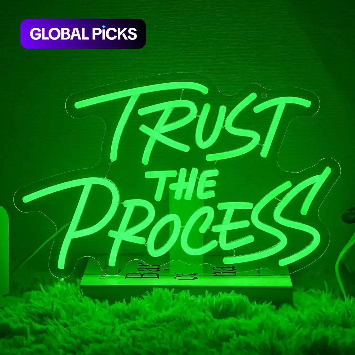 Trust The Process Neon Sign for Wall Decor Green Neon Light Gym LED Sign Led Neon Signs Led Light Up Dimmable Motivation LED Light Letter Lighting for Bedroom Bar Classroom Gym Office Art Inspirational Alphabet Decorative Dimming Lights #GLOBAL PICKS