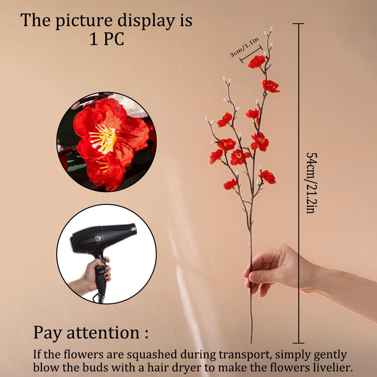 Chinese-style artificial plum blossom, faux flower, winter plum, peach blossom branches, wedding home desktop decoration, floral arrangement, dried flower bouquet