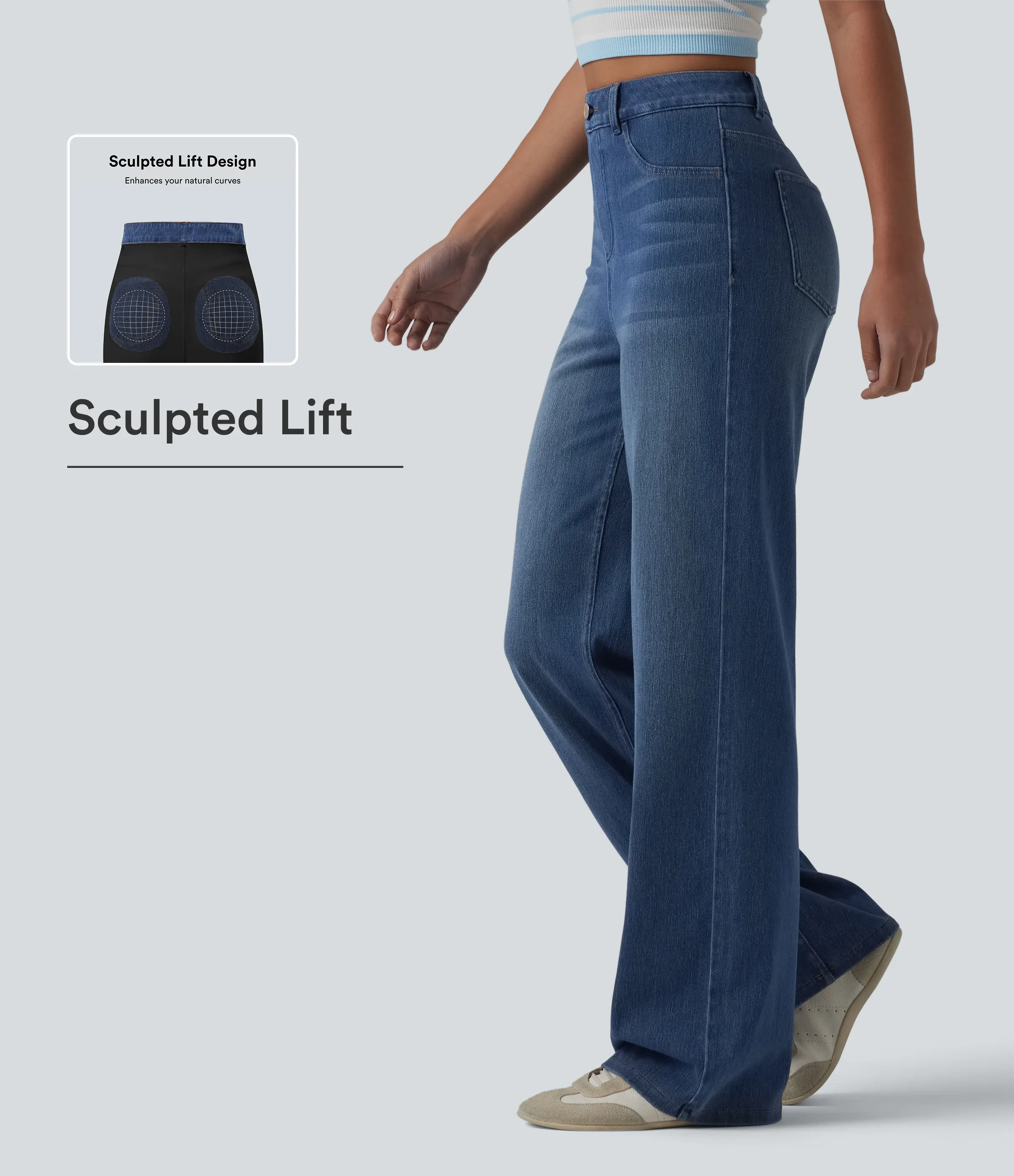 【Creator’s Pick】Halara Flex High Waisted Sculpted Lift Design Straight Leg Casual Jeans with Pockets