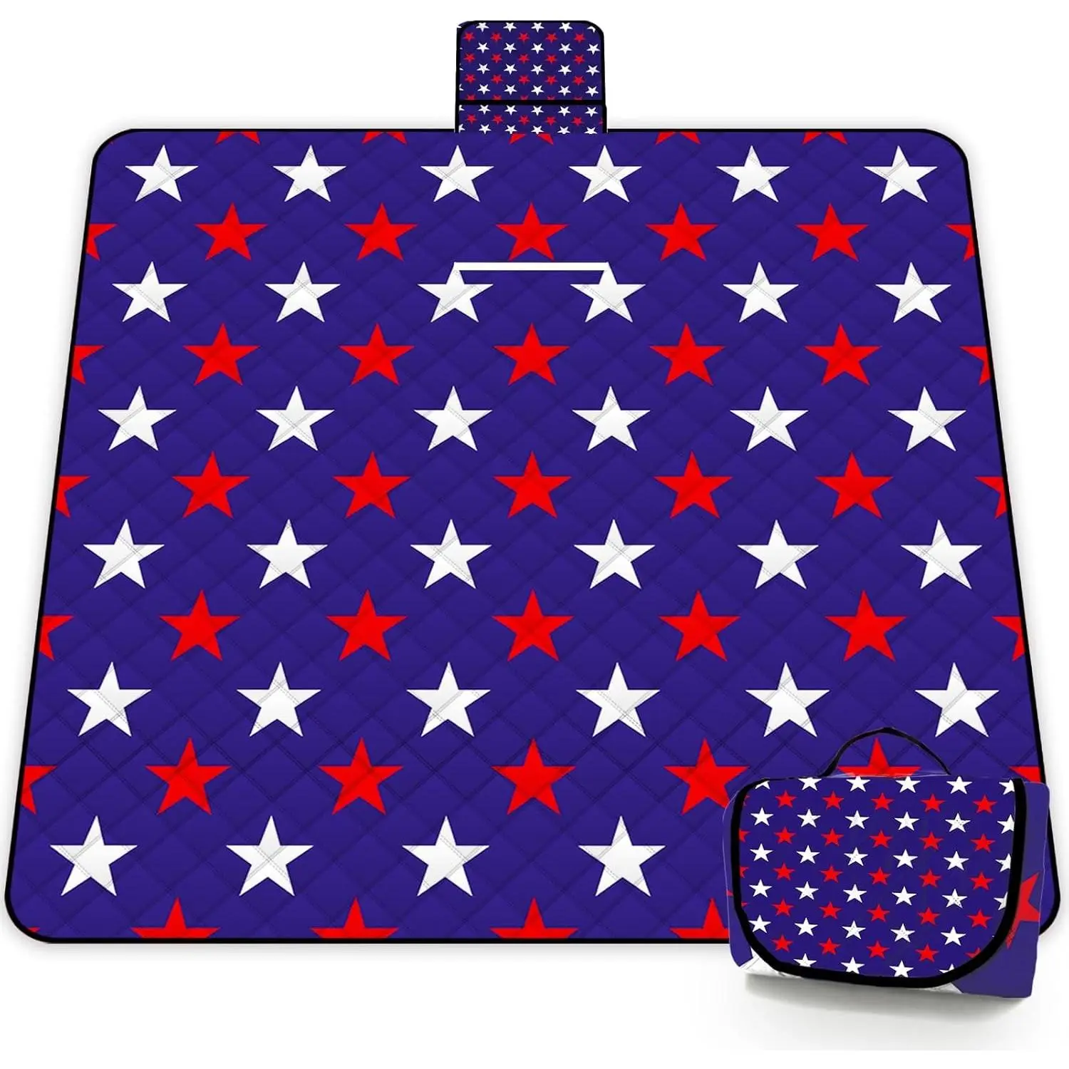 Extra Large Picnic Blanket Waterproof,80"x 80"Foldable Machine Washable Beach Blanket,Outdoor Blanket for 6-8 Adults,Suitable for Indoor Crawling,Park Beach,Camping,Hiking,Family Travel(Star)Gift