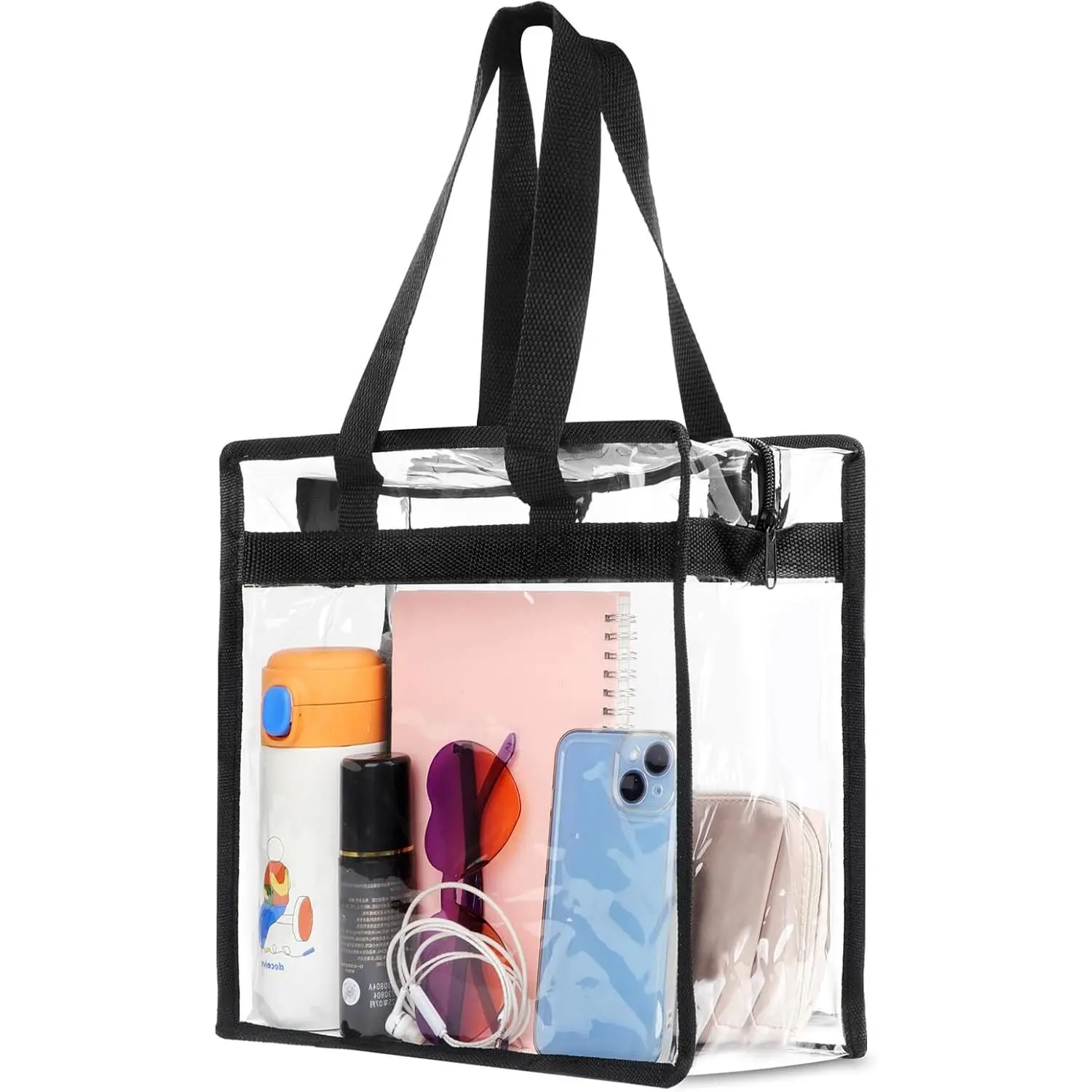 Clear Bag for Stadium Events Approved, 12x6x12 Large Transparent Tote | See Through Bag for Concerts, Gym,  Events, Travel and Festivals, Smooth Zipper and Handles for Women Purse