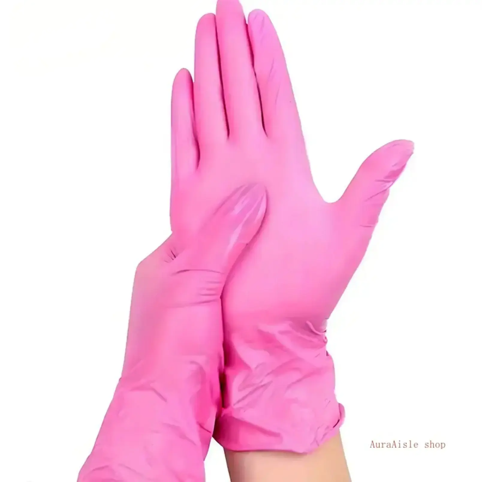 Rose Red Latex-Free Nitrile Disposable Gloves - Comfortable, Odor-Free, Durable Hand Protective Gloves for Household Cleaning, Artwork Projects, Non-Medical Multi-Purpose Use