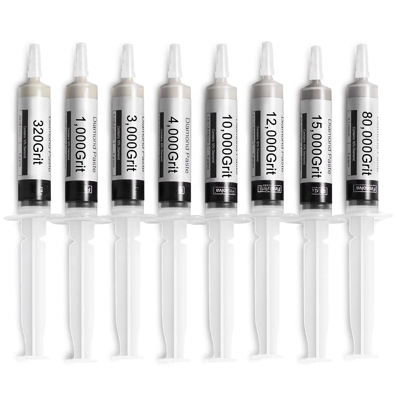Paste Polishing Compound Kit for Stropping, 8 Pack, 320-80,000 Grit | 10% Concentration of  , 40 G, Lapping and Scratch Removal for Glass Watch  Metal  Rock  Etc.