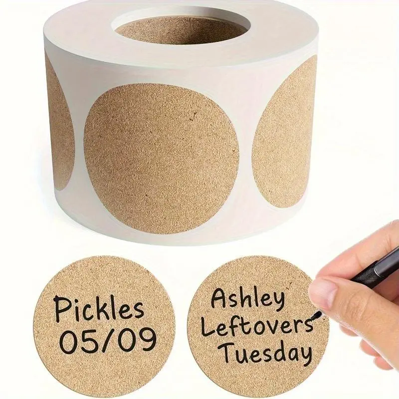 1 Roll 500pcs Circle Dot Stickers, Garage Tag Stickers, Round Coding Labels, Blank Yard Stickers, Natural Dot Stickers