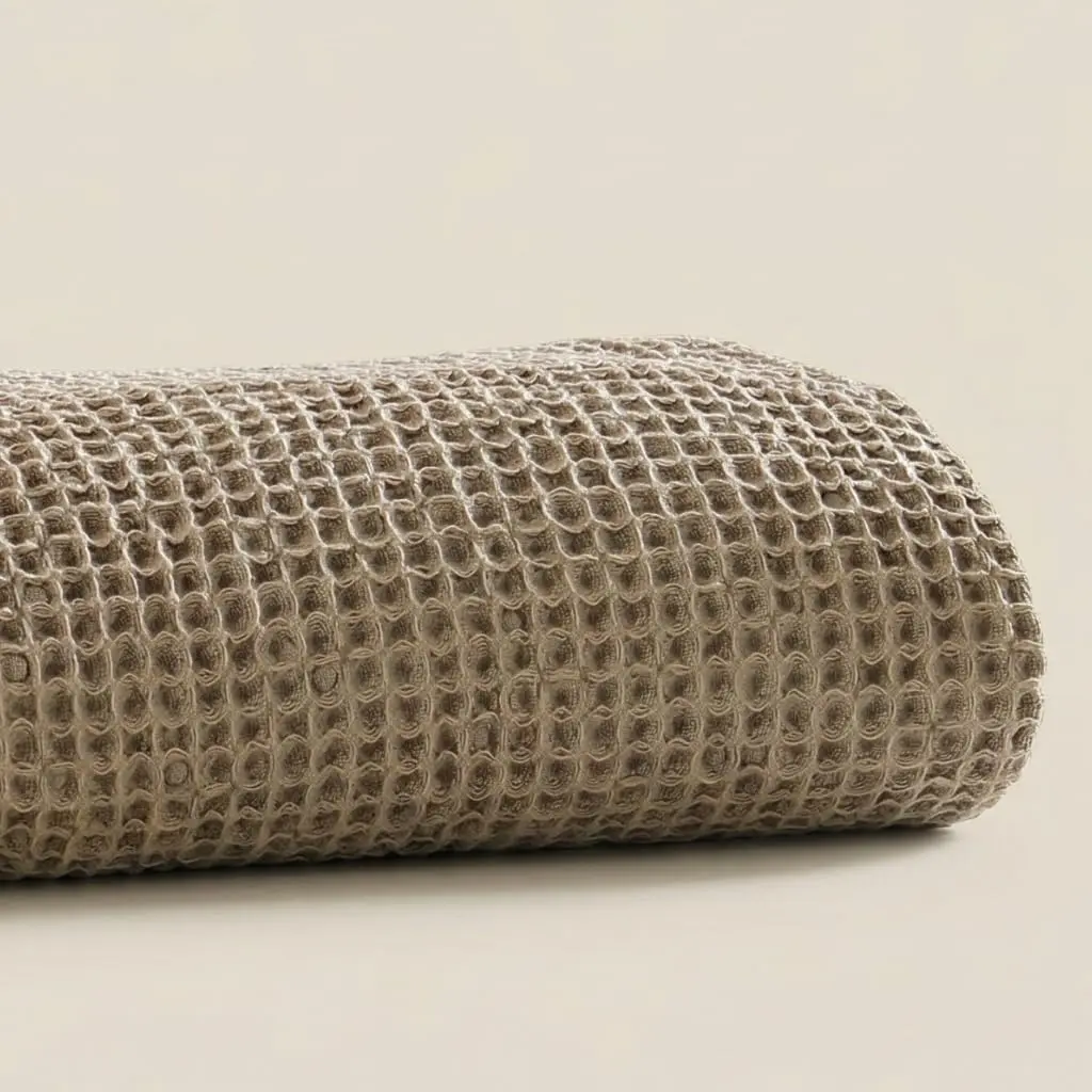 Designer Brown Waffle Throw Blanket,Rectangular Soft Cotton & Throws for Couch,Cozy and Breathable Bed Blanket Queen Size for All.59*83" -Moonlight.