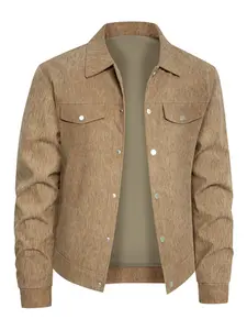 Men's Vintage Corduroy Jacket, Fitted Lapel Outerwear, Street Fashion Button-Up, Daily Commute, All-Seasons Plain Design