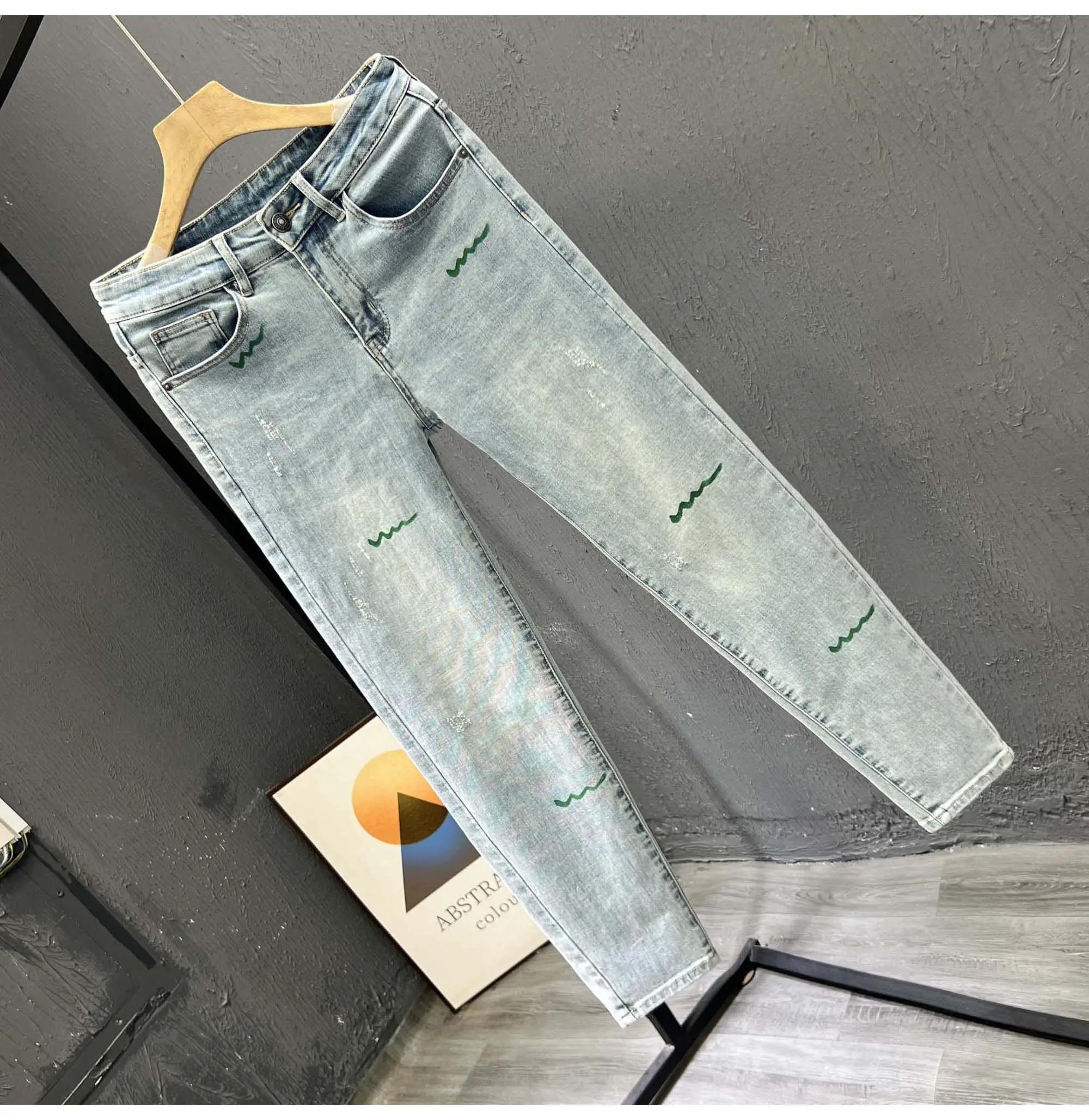 Slim Fit Men's Jeans Winter Faion Korean Sle Small Footed Pants Waed Elastic Long Trousers Haome Youth Casual Wear