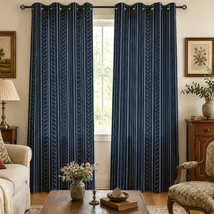 2 Panels Herringbone Pattern Blackout Curtains, Grommet Light Blocking Room Darkening Drapes, Thermal insulated Window Curtains for Living Room Outdoor Sunshade Curtains